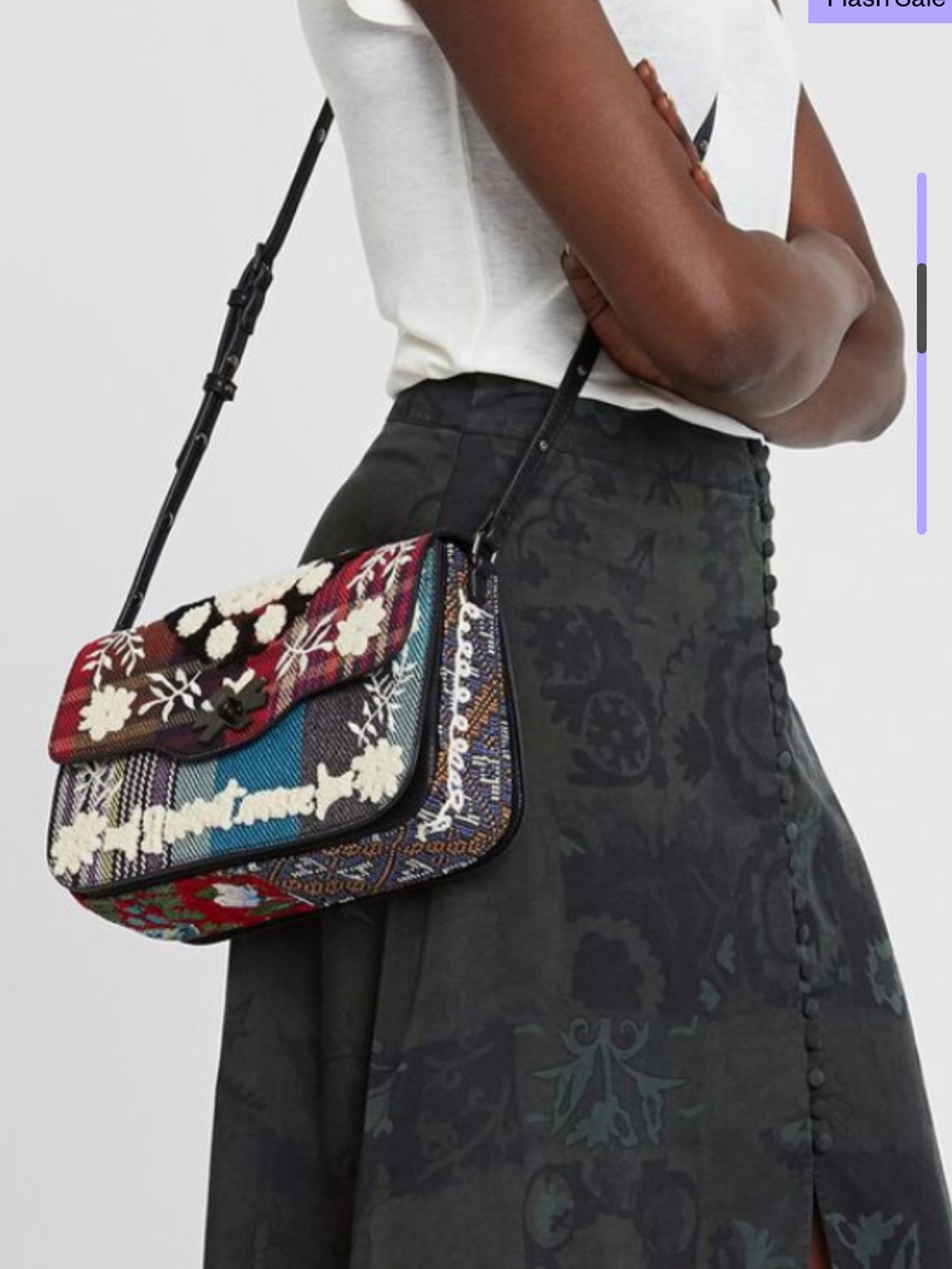Desigual TARTAN EMBROIDERED SLING BAG Plaid
